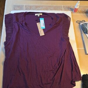 Chic Plum Blouse with Pleated Sleeves